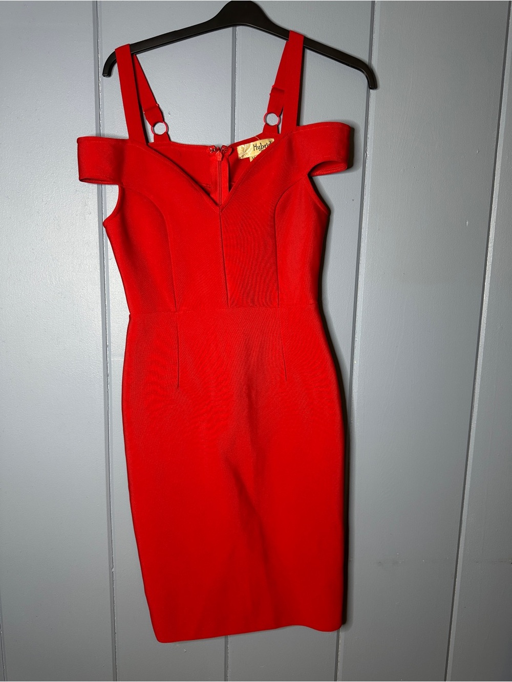 Red Off-Shoulder Medium Dress by Hybrid